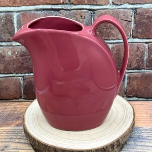 Vintage Hall Pitcher #2633 Riviera Design‎ w Ice Lip Dusty Rose Pink Mauve USA